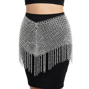 Gilet d'armure en maille d'acier inoxydable plaqué argent, forme irrégulière, pièce de costume de guerrier tendance pour femme - Product Image 3