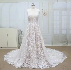 Produttore Illusion bellissimo francese sopra il pizzo con fodera nuda sotto abito da sposa