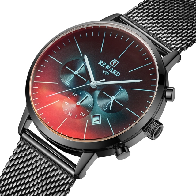 Reward Custom logo Fashion Watch Men Original Color Changing Glass Waterproof Chrono Quartz Watch for Man Montre Homme Sport