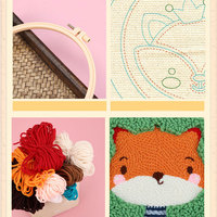 Kits de Bordado con Aguja Mágica con Hilos con Diseño de Atardecer y Aros de Bordado para Adultos y Niños