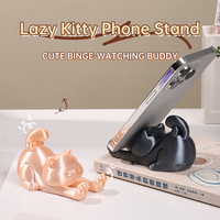 Support de téléphone en forme de chat en PLA finition soie, extensible, luxe léger, mignon, support de bureau, minimaliste chic, décoration de bureau à domicile, cadeau adorable