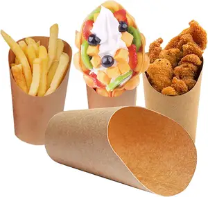 French Fries Cups Disposable Take-Out Party Food Holder Egg Puff Waffle Ice Cream Cups Kraft Paper Containers