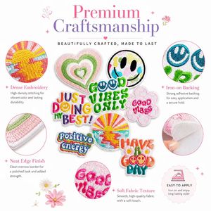 แพทช์ปักลายหัวใจลายตารางสไตล์เรโทร ให้พลังบวก ยิ้มแย้ม ขายส่ง - Product Image 5