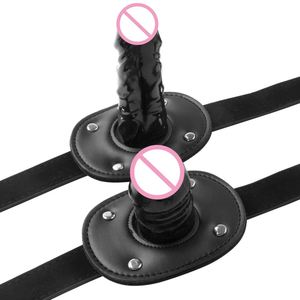MUQU Silicone Gode Réaliste Bouche Ouverte Gag avec Verrouillable Fetish Bondage Pénis Bouche plug - Product Image 1