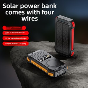 20000mAh ソーラーパワーバンク ワイヤレス充電 内蔵ケーブル 22.5W 急速充電 -15W クイック LED ディスプレイ ユニバーサルソケット - アウトドア - Product Image 3
