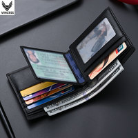 Dompet Kulit Asli Merek VINCESS untuk Pria dengan Desain Stylish, Cocok untuk Kartu Kredit, Dompet Lipat dengan Pemblokir RFID