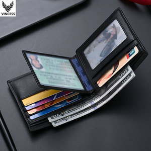 Portafoglio in Vera Pelle VINCESS per <span class=keywords><strong>Uomo</strong></span> con Design Elegante, Perfetto per Carte di Credito, Portafoglio Bifold con Blocco RFID - Product Image 3