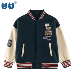 Vintage cuello en V Patchwork manga larga Regular polar carta bordado moda Otoño Invierno al aire libre personalizado béisbol Varsity chaqueta - Product Image 1