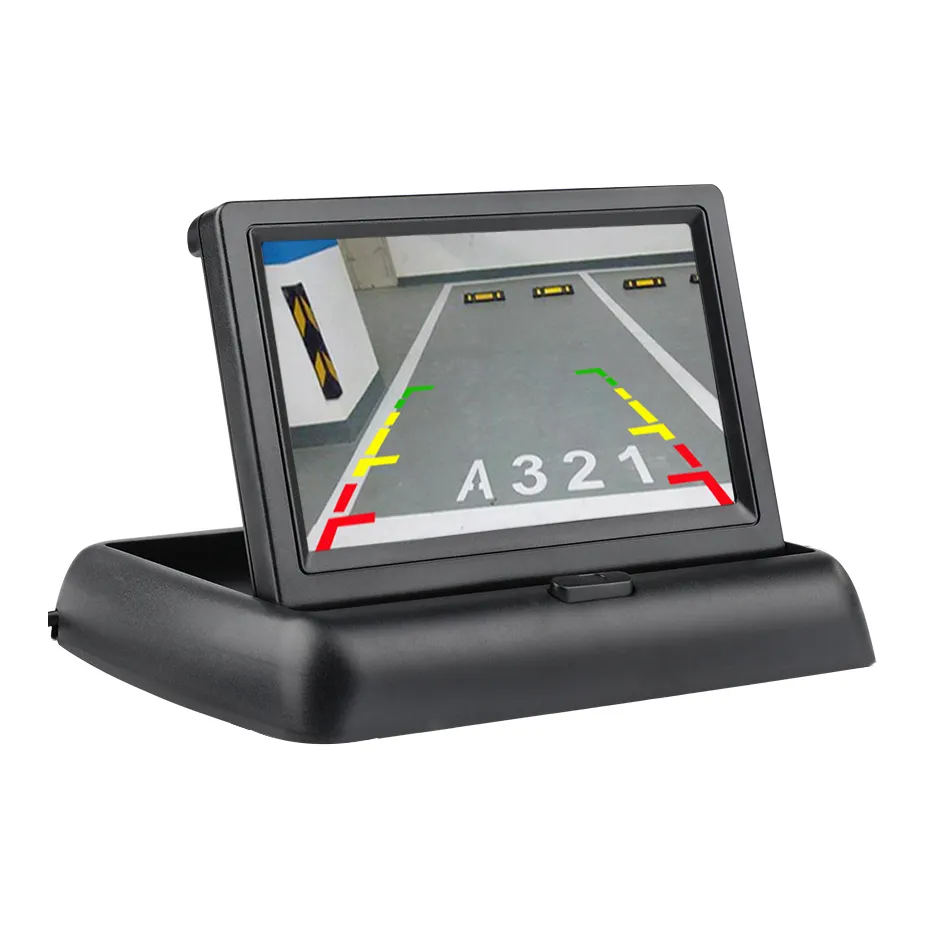 Visor dash 12-24v caminhão ônibus dois rca, vídeo canal de volta para cima, visão traseira tft lcd cor dobrável 4.3 polegadas monitor do carro