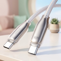 Câble de charge rapide USB-C vers USB-C transparent 60W, conception tressée, conducteur en cuivre pur, gaine en nylon pour iPhone 17 Pro Max et ordinateur