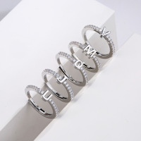 SSeeSY joyas anillos lettre personnalisé mode bijoux en or plaqué cuivre non terni zircon anneau réglable