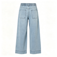 Celana Jeans Wanita Model Baggy Wide Leg Denim Pinggang Rendah Elastis Lembut Kasual Gaya Sehari-hari