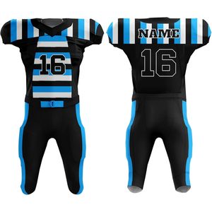 Personalizado Unisex Adulto Jóvenes Rayas Uniforme de fútbol Incluye Jersey Pantalones Fútbol Americano Desgaste Sublimación Set Tops - Product Image 4