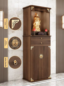 Mobiletto Buddha da Tavolo in Stile Cinese Moderno, Personalizzabile, in Legno, Design Verticale di Lusso Leggero, per la Casa - Product Image 4