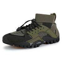 Chaussures de randonnée sportives pour hommes, chaussures de marche en plein air, chaussures de combat à cheville moyenne, imperméables, respirantes, bottes de randonnée tactiques, quatre saisons, caoutchouc