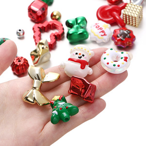Surtido de cuentas acrílicas navideñas para hacer joyería DIY, dijes decorativos con formas de muñeco de nieve, árbol y lazo, 12 mm - Product Image 2
