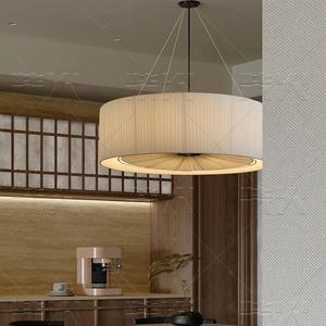 Lampe suspendue de style chinois, ronde, en tissu plissé crème, LED E27, éclairage moderne et minimaliste pour salon et chambre à coucher - Product Image 5