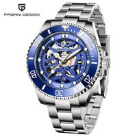 Pagani Design 1659 affaires montre-bracelet mécanique hommes squelette montre automatique 3ATM étanche Date évider cadran horloge à main