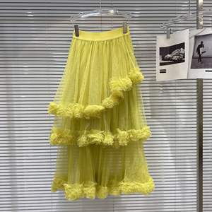 <span class=keywords><strong>Jupe</strong></span> <span class=keywords><strong>tutu</strong></span> <span class=keywords><strong>mi</strong></span>-<span class=keywords><strong>longue</strong></span> élégante à taille haute irrégulière de style européen américain pour femmes avec volants et perles en maille - Product Image 6