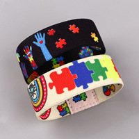 Bracelet élastique personnalisé en polyester avec impression par sublimation, bracelet en polyester pour l'autisme