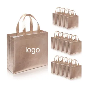 Customized Printing rose gold waterproof laminated large non woven tote bag