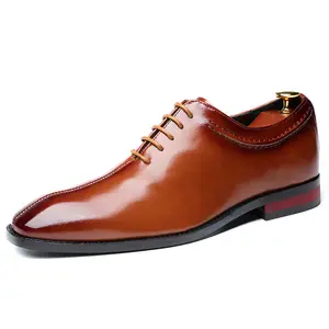 2020 Wholesale Best Quality Hand Made Wine Men's Formal Dress Leather Derby Shoes Italian In China