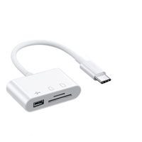 Adaptador de conexión de cámara OTG tipo C 3 en 1, lector de tarjetas SD TF-Flash con puerto USB2.0, material ABS, funciona con concentradores