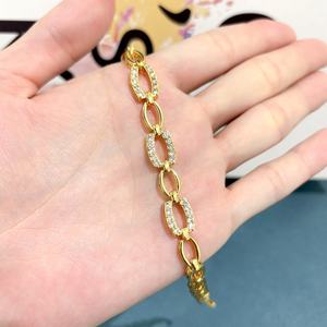 Pulsera Jxx de Zirconia Chapada en Oro de 24K para Mujer, Joyería de Latón al por Mayor, Accesorios Elegantes Chapados en Oro - Product Image 1