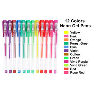 Foska, libros para colorear para adultos, dibujo, pintura, artista <span class=keywords><strong>de</strong></span> escritura, 6 12 bolígrafos <span class=keywords><strong>de</strong></span> <span class=keywords><strong>Gel</strong></span> <span class=keywords><strong>de</strong></span> Color neón con estuche <span class=keywords><strong>de</strong></span> transporte <span class=keywords><strong>de</strong></span> PVC transparente firme - Product Image 2