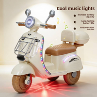 Scooter électrique en plastique pour enfants, style rétro, moto pour tout-petits avec roues d'apprentissage, lumières LED et musique pour garçons et filles