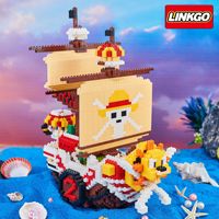 Nouveautés Collection assemblé Anime One Going joyeux pièce modèle mille briques ensoleillées Linkgo bateau Pirate bloc de construction jouets