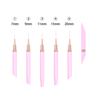 Pinceau à manche métallique rose pour nail art, à poils plats en nylon, pour dessin fin et détails floraux - Product Image 6