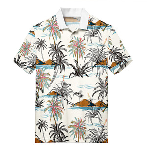 Custom Design All Over Printed Polyester <b>Blend</b> Men's Casual Button Down Hawaiian Aloha Beach Polo Shirt - Product Image 1