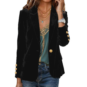 <span class=keywords><strong>Blazer</strong></span> de <span class=keywords><strong>Mujer</strong></span> Tejido con Cuello Mao y Botones, Estilo Occidental Elegante, Otoño-Invierno 2025, para Europa y América - Product Image 5