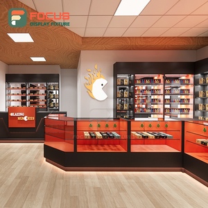 Enclosed Smoke Shop Display Cabinet Wood Glass Showcase Counter LED Lighting Tobacco Display Cabinet - Product Image 1