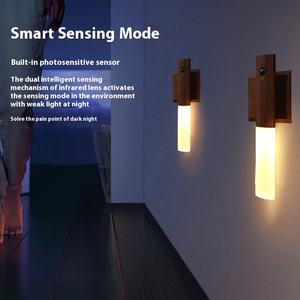 2 adet şarj edilebilir duvar aplik manyetik hareket sensörü taşınabilir duvar işık kablosuz duvar aplikleri LED ahşap manyetik duvar lambası - Product Image 6