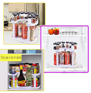 Table tournante à 2 niveaux Lazy Susan Rotation à 360 degrés Organisateur de rangement d'<span class=keywords><strong>épices</strong></span> <span class=keywords><strong>pour</strong></span> armoire de cuisine - Product Image 3