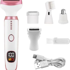 Nouveau kit de rasage 5 en 1, épilateur électrique LED, étanche, lavable, épilateur corporel pour femme, rasoir corporel, kit de toilettage pour le bikini - Product Image 1