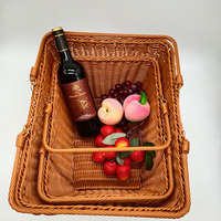 Panier de rangement en rotin Panier de rangement tissé à la main Panier à fleurs Bakset de fruits