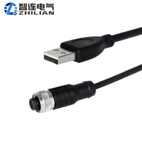 Connecteur ZLconnector IP67 étanche, contact en laiton CuZn, corps en PVC/TPU, verrouillage par vis, M12 mâle/femelle, 4/5 broches, connecteur d'alimentation/LED