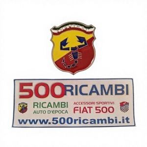 Logotipo FIAT 500 D F L Abarth Escrito a Mano en Acero Inoxidable para Parrilla de Coche - Product Image 1