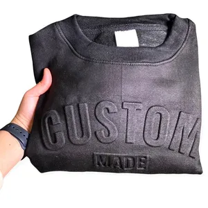 Clothing Manufacturers Custom 3D Embossed Men's Hoodie Crewneck Sweatshirt