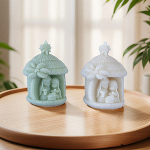 แม่พิมพ์ซิลิโคนรูปบ้านต้นมะพร้าว 3 มิติ สำหรับทำเทียนหอม อโรมาเธอราพี DIY บ้านคริสต์มาส เรซิ่นอีพ็อกซี่ ของตกแต่งปูนปลาสเตอร์ แม่พิมพ์หล่อเรซิ่น - Product Image 1