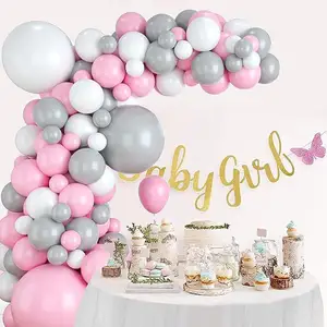 Grijs Roze Ballon Slinger Kit Macaron Latex Ballonnen Voor Gender Onthullen Feestdecoraties