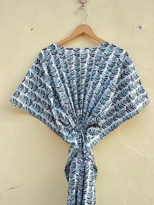 Caftán indio de algodón hecho a mano con estampado floral, caftán de verano para la playa, talla grande para mujer, camisón tipo caftán, regalo para ella. - Product Image 5