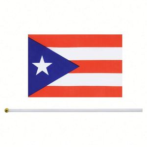 Custom Printing Cheap Wholesale 100% Polyester 14x21cm Puerto Rico Small Flag Puerto Rican <b>Mini</b> <b>Hand</b> Held Stick Flag With Pole - Product Image 2