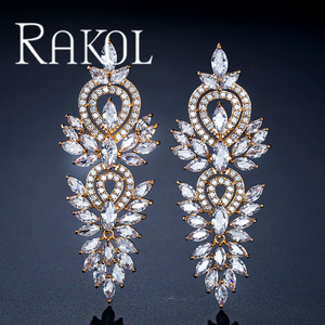 RAKOL EP2181 2024 nouveauté argent bijoux de mariée sans allergie coréen Zircon cristal <span class=keywords><strong>boucle</strong></span> d'oreille pour <span class=keywords><strong>femme</strong></span> - Product Image 5