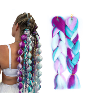 24inch Ombre Rainbow Mixed Color Jumbo <strong>Braids</strong> Lightweight Synthetic Hair for <strong>Dreadlocks</strong> and <strong>Box</strong> <strong>Braids</strong> - Product Image 1
