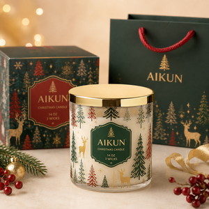 AIKUN Custom Size Logo Eco Friendly Christmas Glass Jar <b>Candle</b> Premium Soy Wax <b>Long</b> Burning Fragrance <b>Candle</b> for Winter Decor - Product Image 2