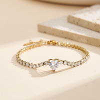 Bracelet Minimaliste en Zirconium, Chaîne Fine en Acier Inoxydable Doré, Perles Tubulaires et Mini Zircons Cubiques, Chaîne Tennis Étanche